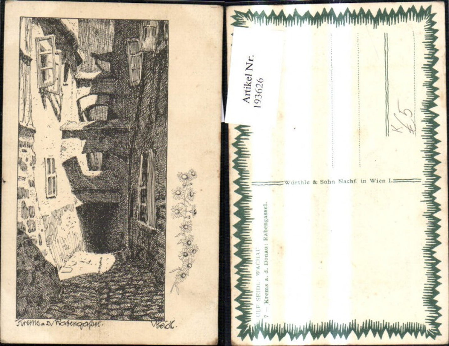 193626,Künstler Ak Ulf Seidl Krems a. d. Donau Rabengassel Bleistiftzeichnung Radierung