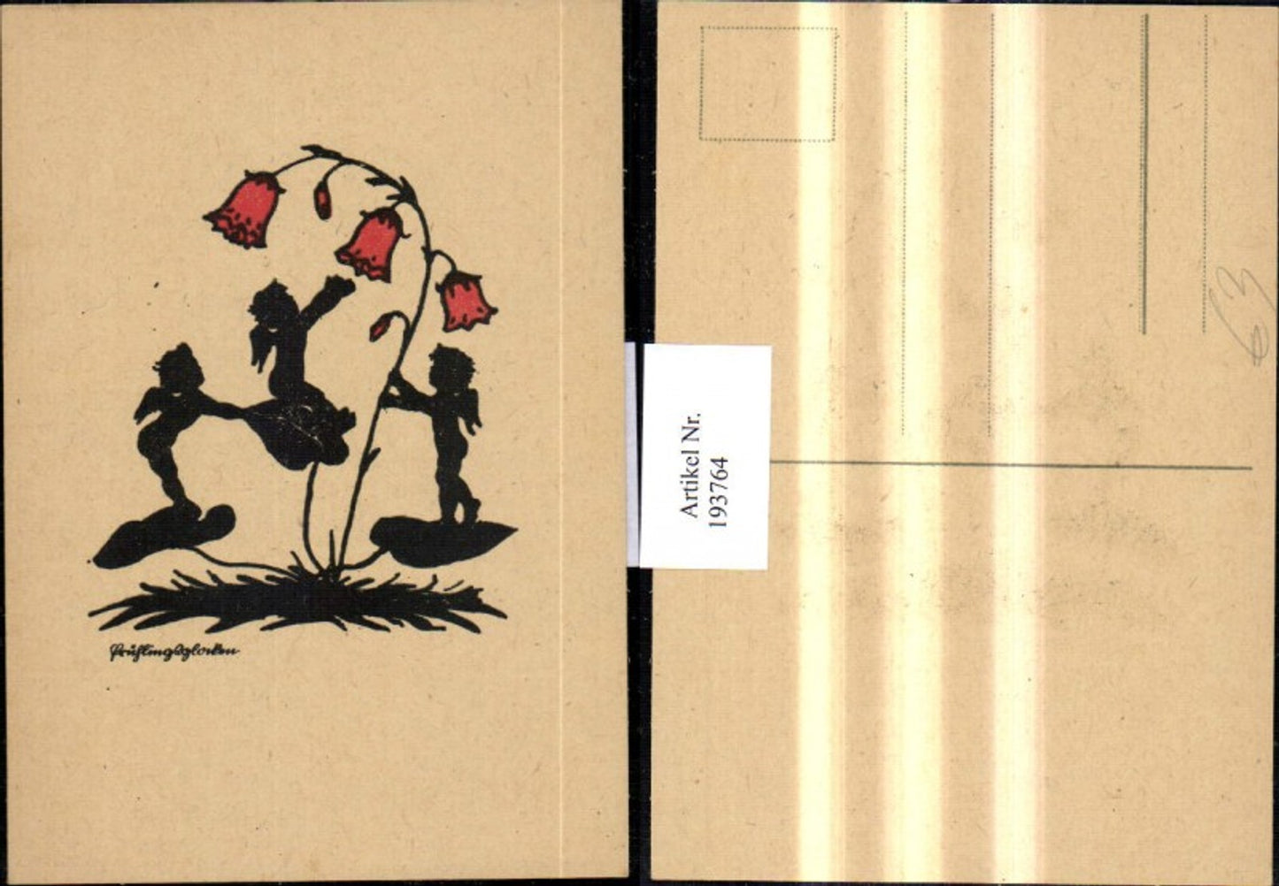 193764, Silhouette of an angel with a bellflower