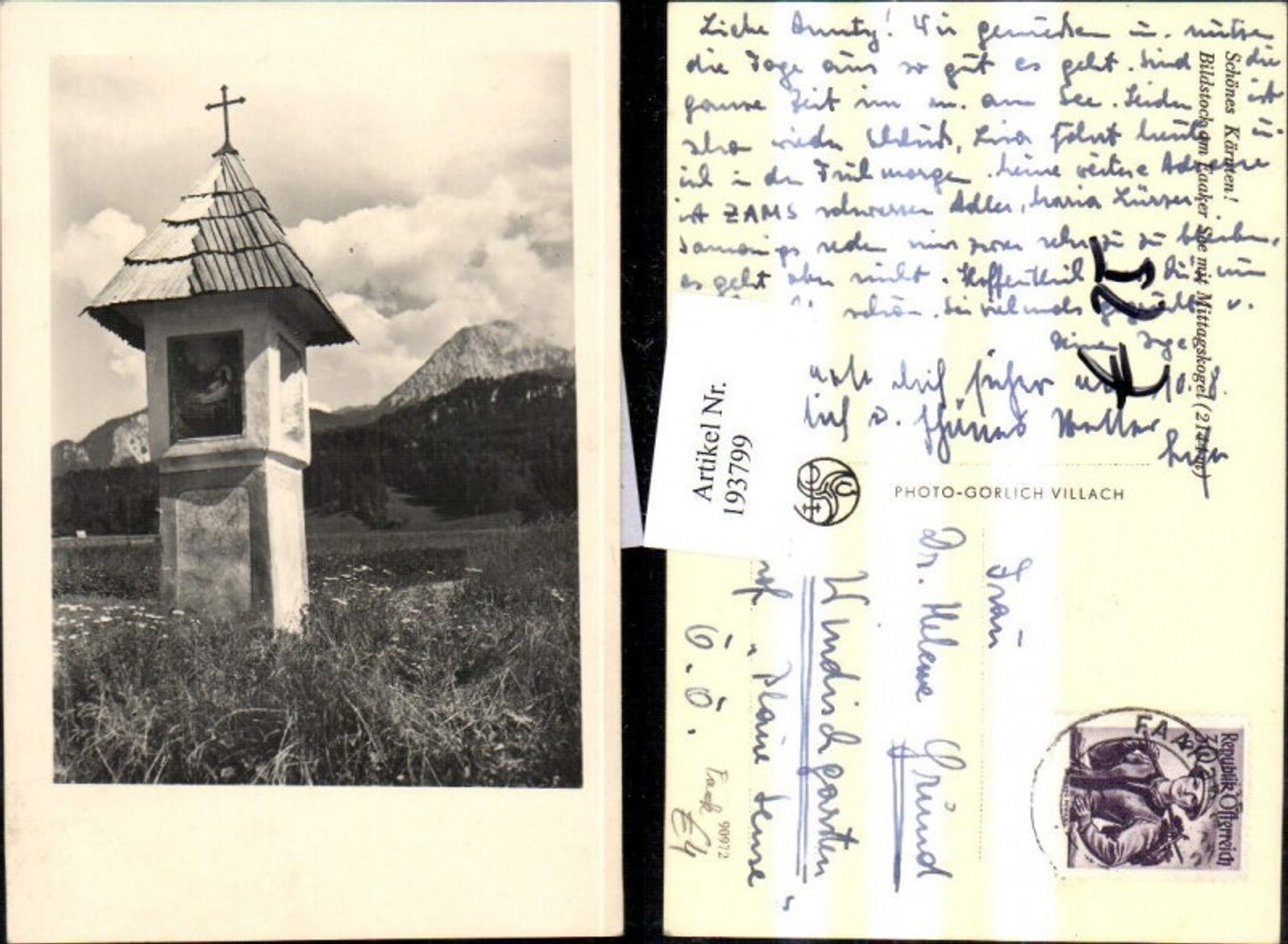 193799,Bildstock am Faaker See b. Finkenstein m. Mittagskogel