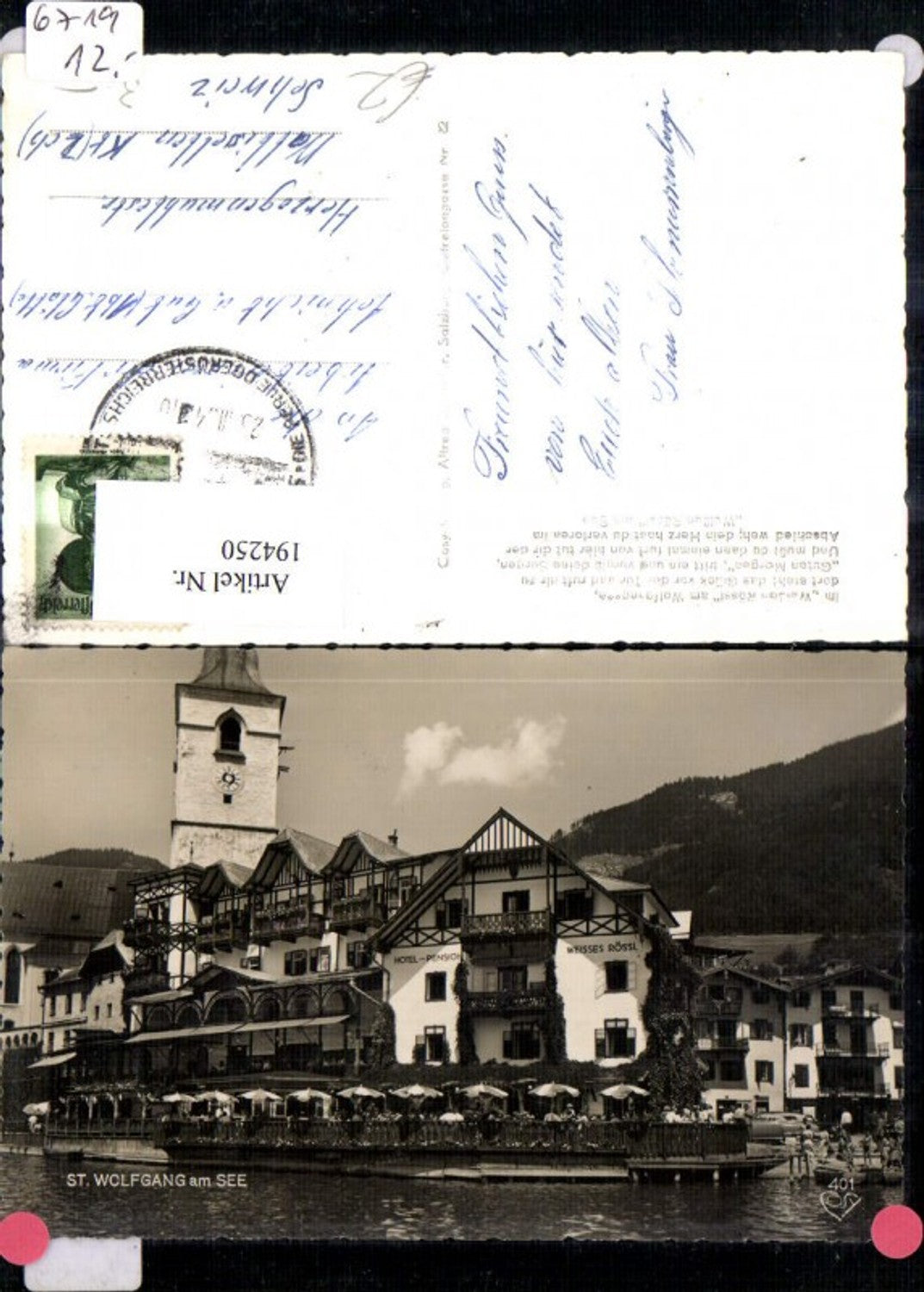 194250,Foto Ak St Wolfgang Wolfgangsee Im Weissen Rössl Automobil Personen Terrasse