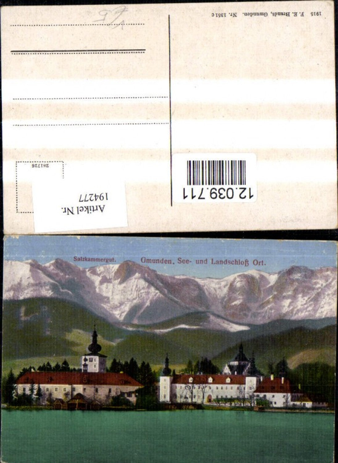 194277,Gmunden Schloss Ort Salzkammergut Traunsee pub F. E. Brandt 1351c