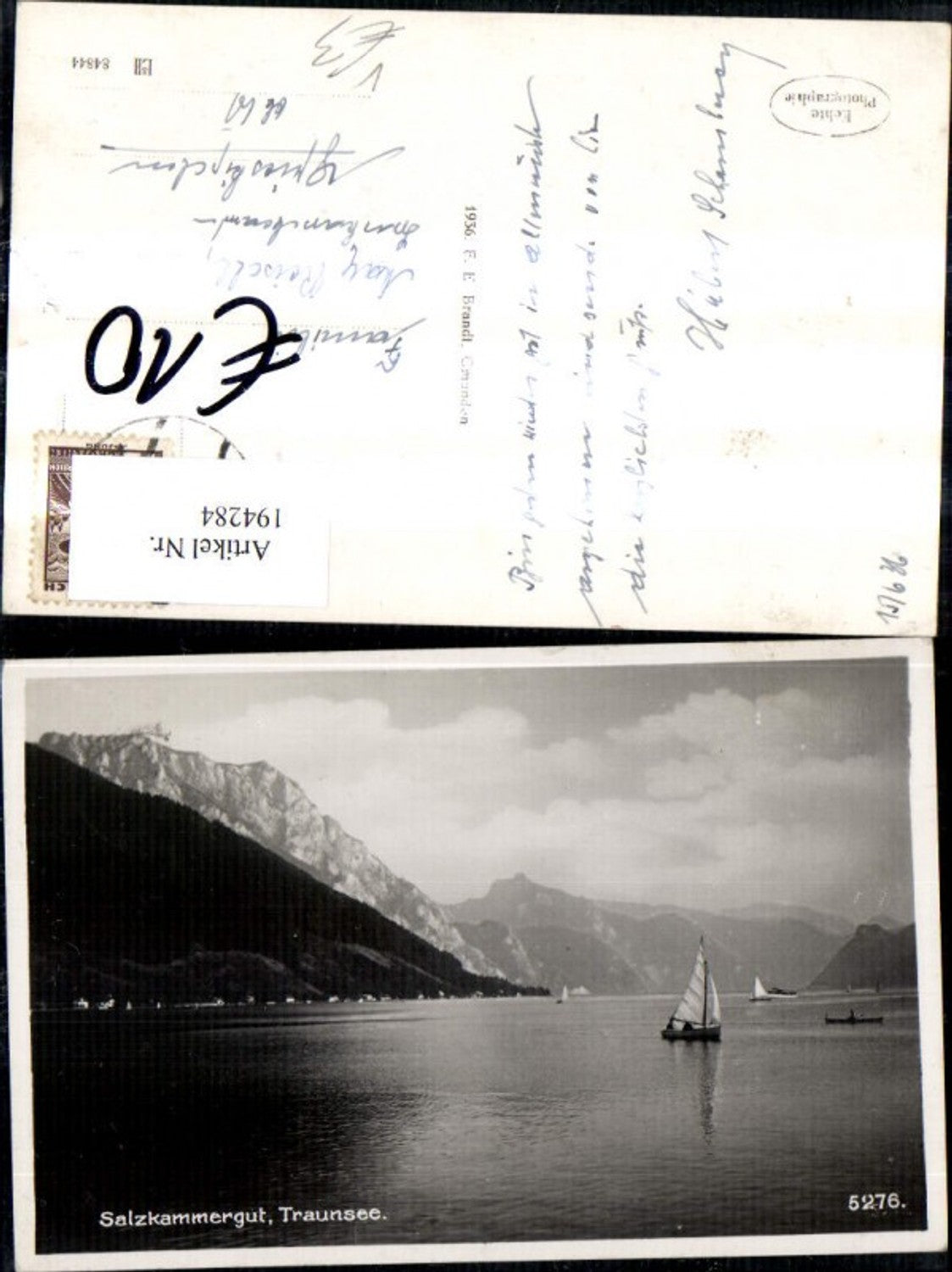 194284,Traunsee Segelboot Boot Salzkammergut Gmunden pub F. E. Brandt 5276