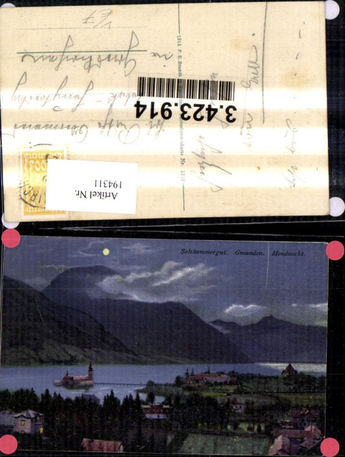 194311,Gmunden b. Mondnacht Salzkammergut pub F. E. Brandt 1312