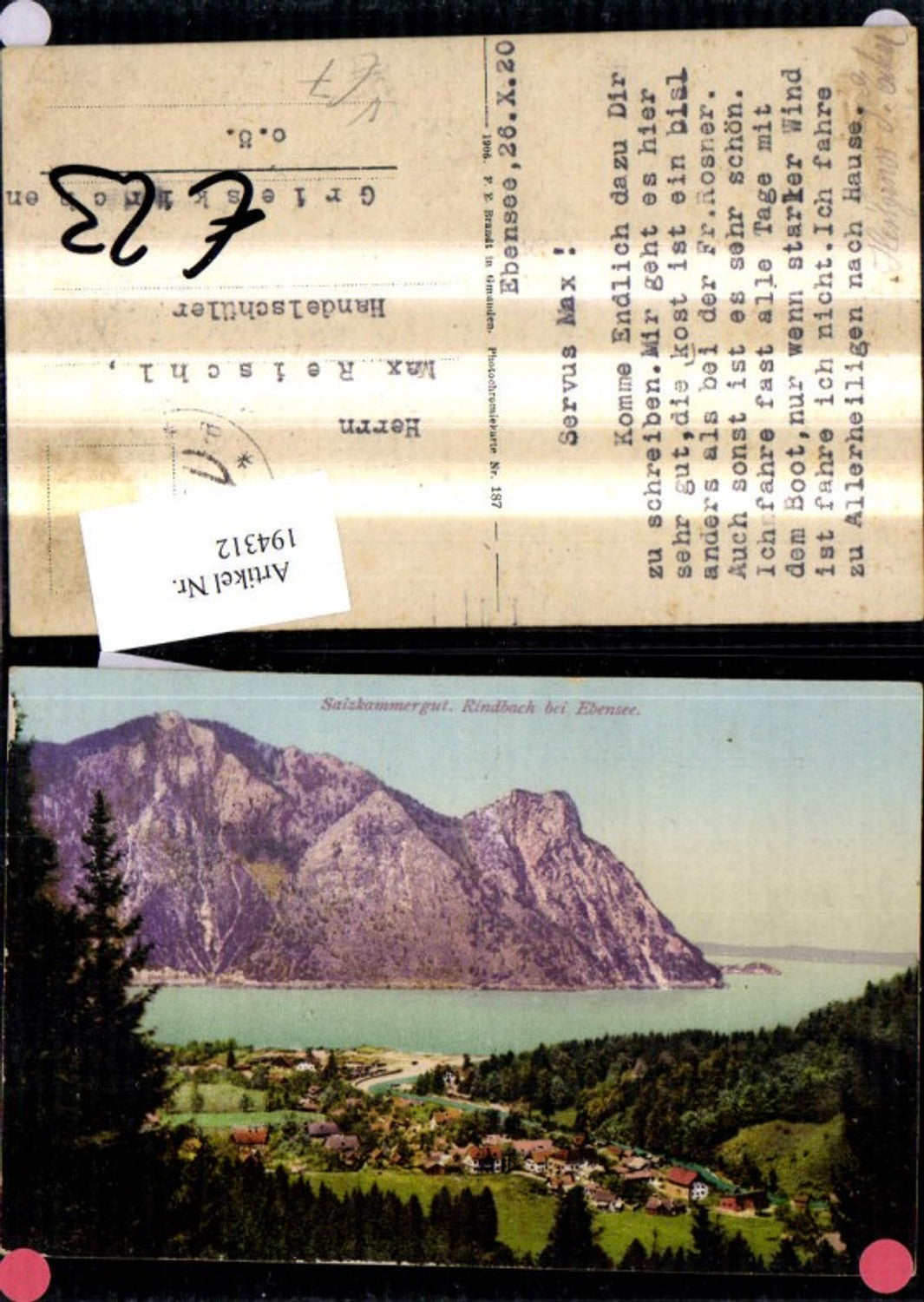 194312,Rindbach b. Ebensee Salzkammergut Traunsee pub F. E. Brandt 187