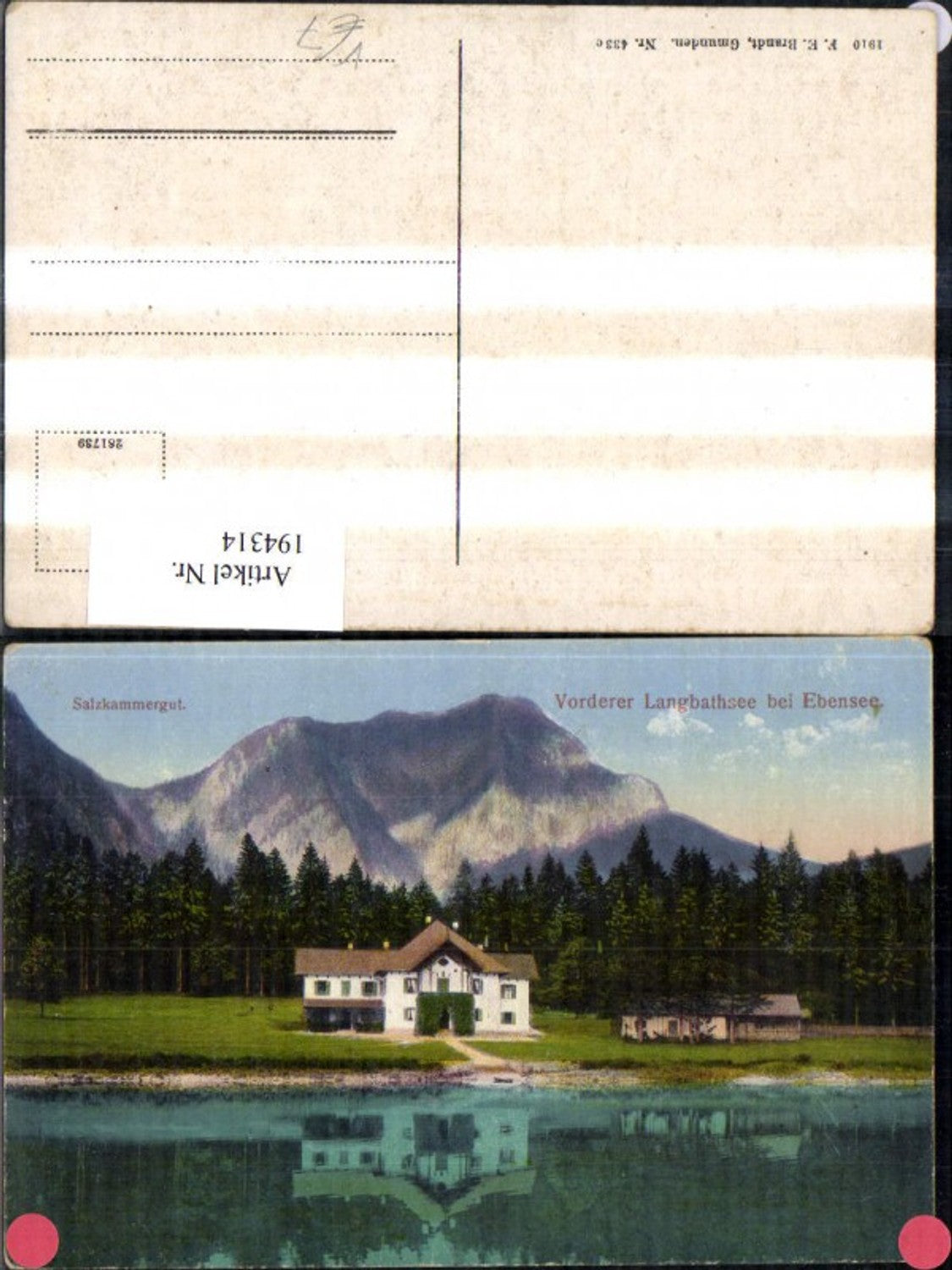 194314,Vorderer Langbathsee b. Ebensee Salzkammergut pub F. E. Brandt 433c