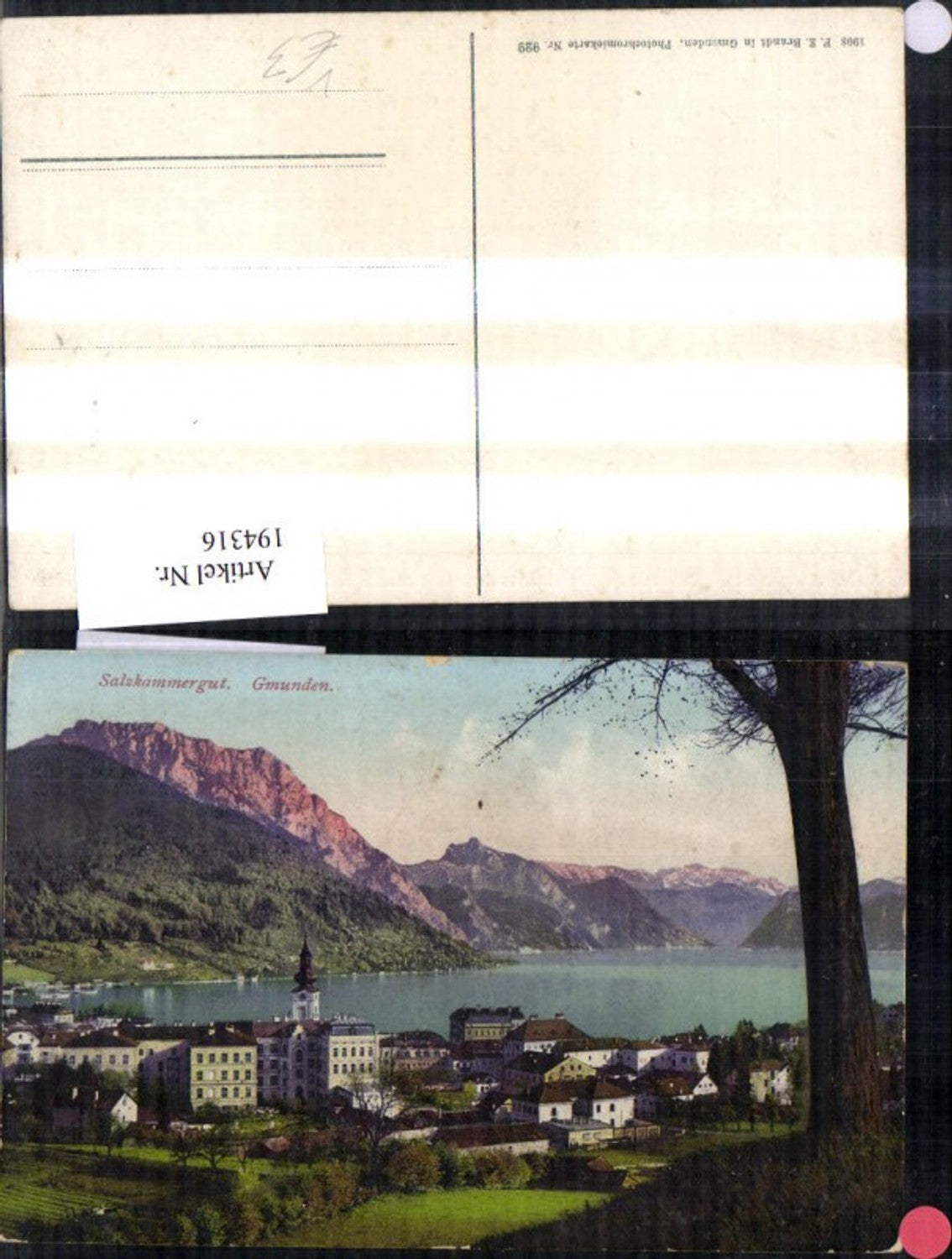 194316,Gmunden Salzkammergut Traunsee pub F. E. Brandt 929