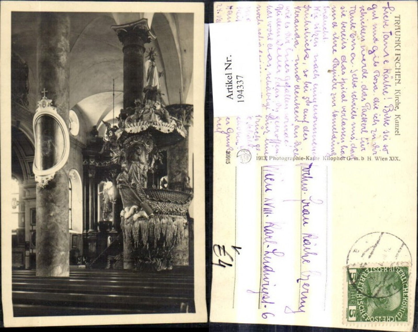 194337,Traunkirchen Inneres d. Kirche Kanzel Salzkammergut Traunsee pub Kilophot 20915