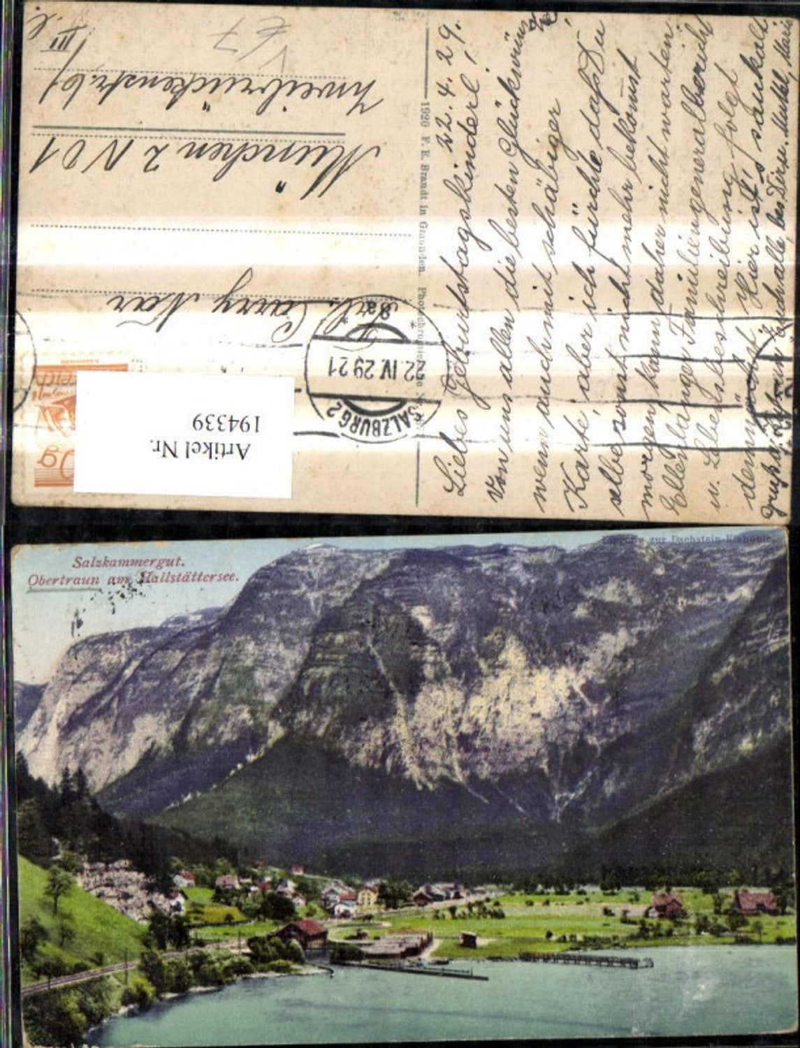 194339,Obertraun a. Hallstättersee Salzkammergut pub F. E. Brandt 1377