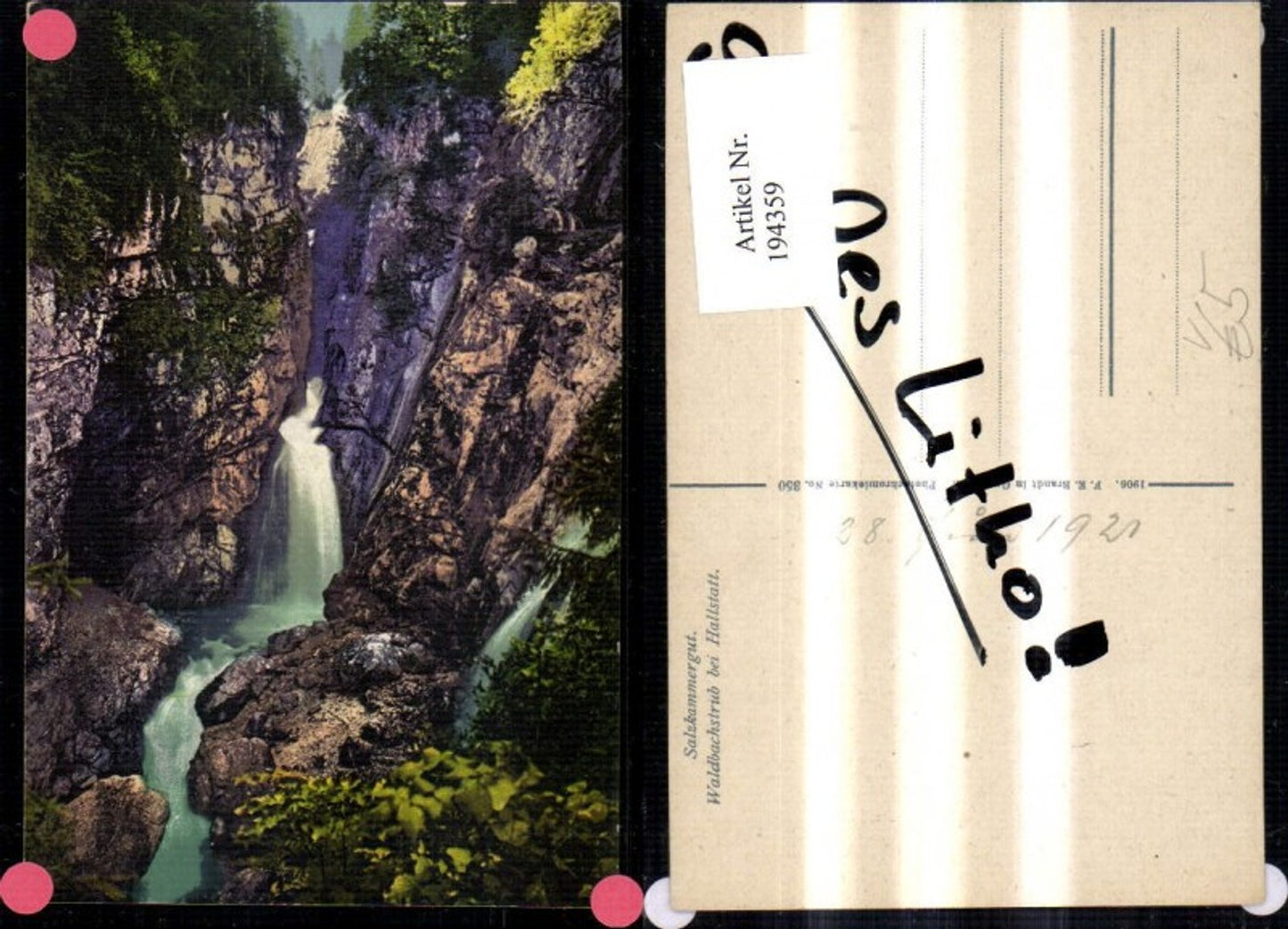 194359,Waldbachstrub b. Hallstatt Salzkammergut Wasserfall pub F. E. Brandt 350