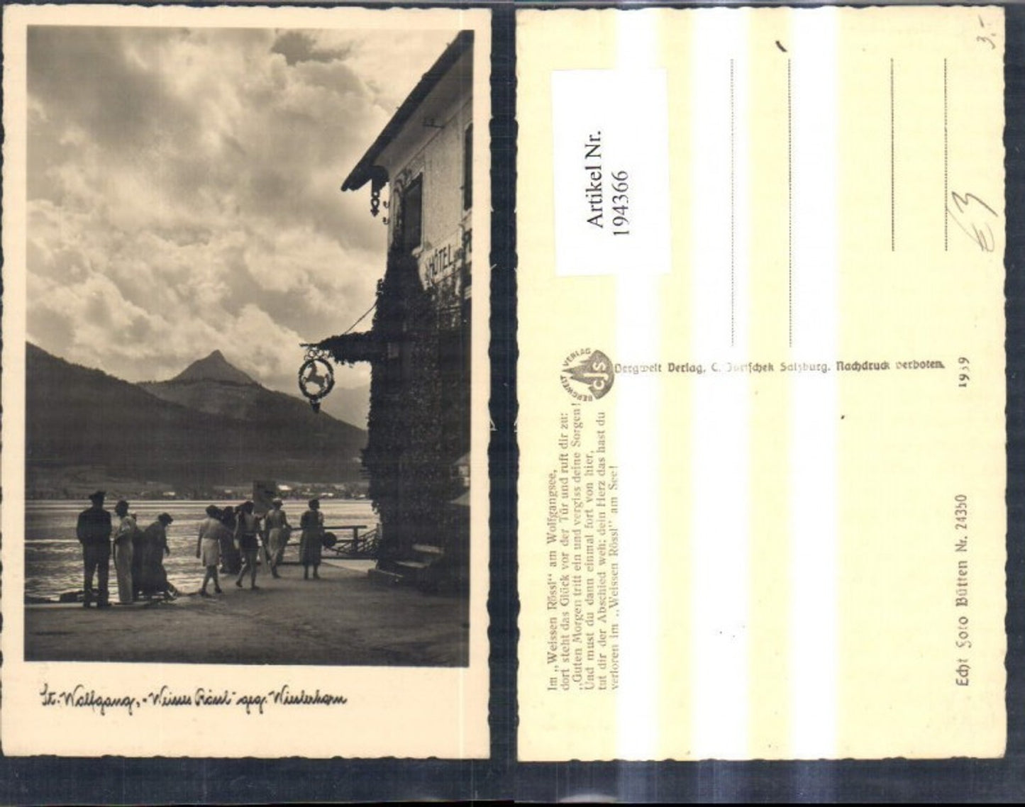 194366,Foto Ak St Wolfgang Wolfgangsee Weisses Rössl geg. Wieslerhorn Personen