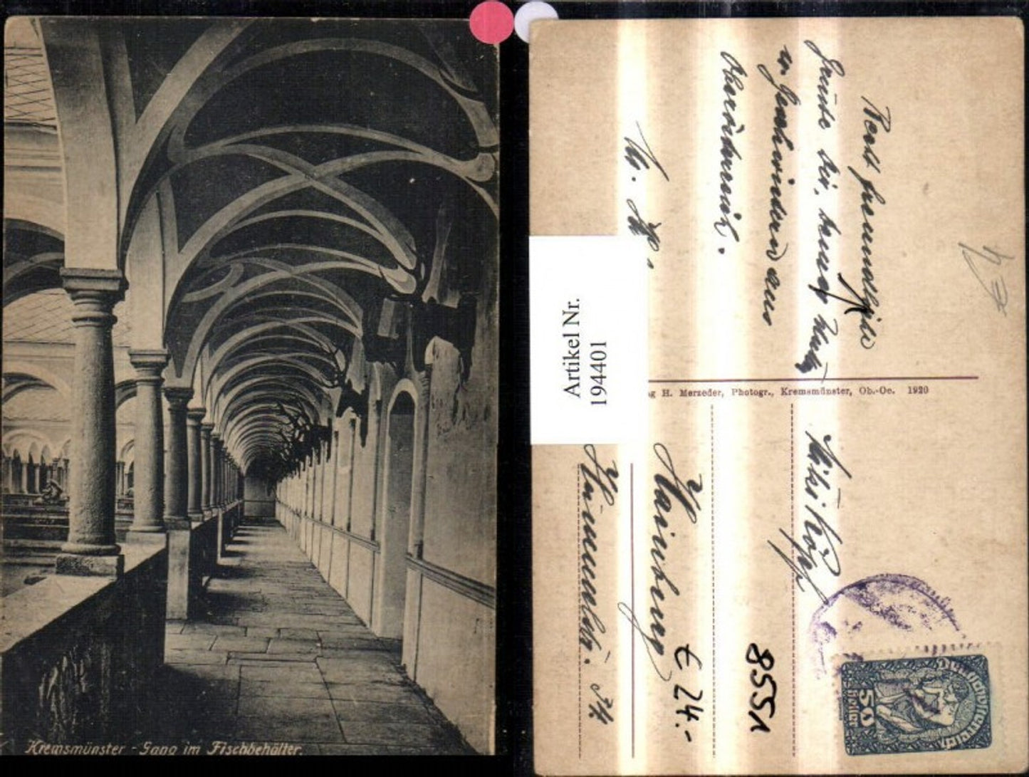 194401,Kremsmünster Gang im Fischbehälter Arkaden Innenansicht