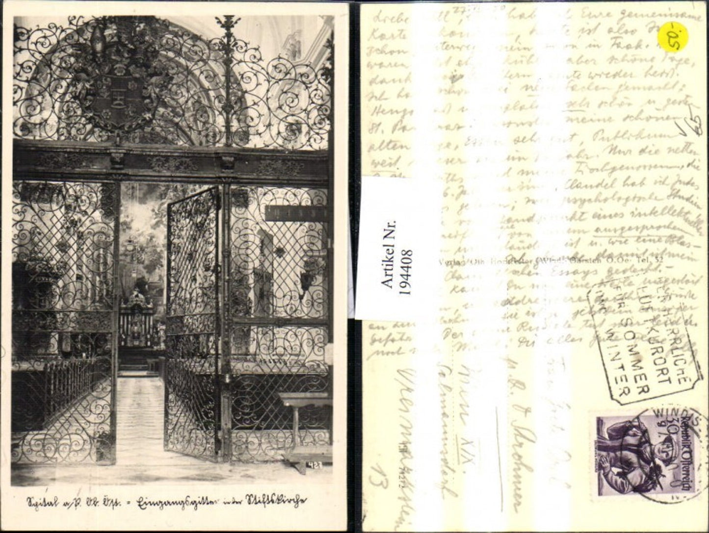 194408,Spital a. Pyhrn Eingangsgitter i. d. Stiftskirche Kirche Innenansicht