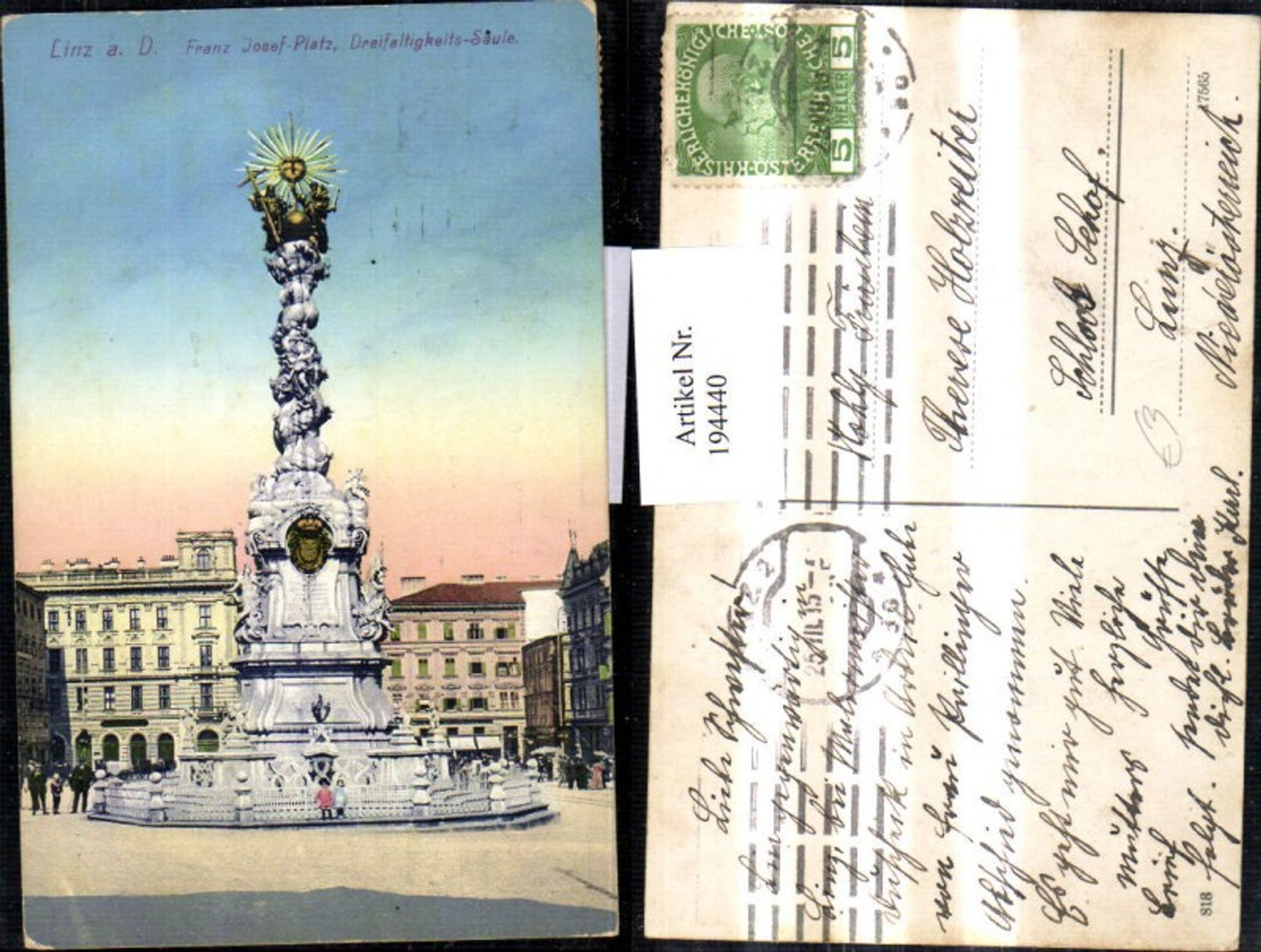 194440,Linz a. d. Donau Franz Josefs-Platz Dreifaltigkeitssäule