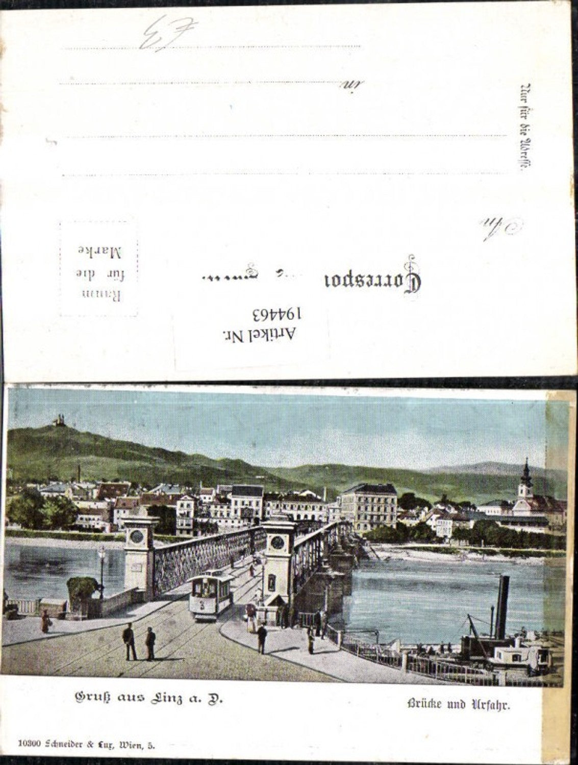 194463,Gruß aus Linz Brücke u. Urfahr Straßenbahn