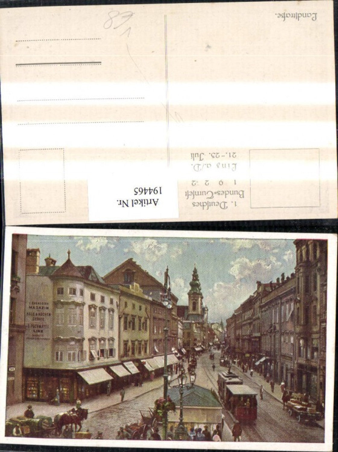 194465,Linz a. d. Donau Landstraße Straßenansicht Straßenbahn pub Deutsches Bundes-Turnfest