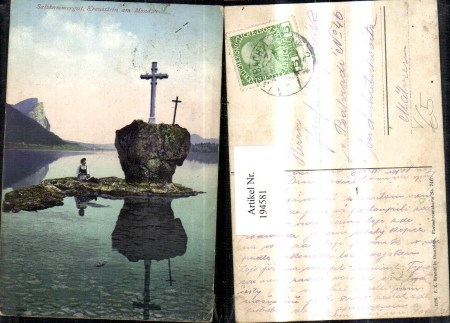 194581,Salzkammergut Kreuzstein am Mondsee Kreuz pub Brandt 746