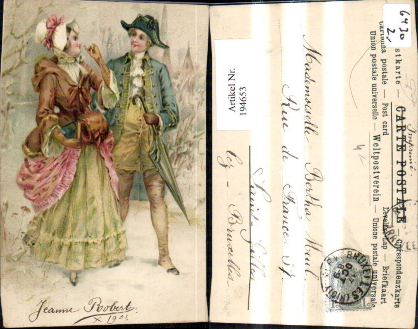 194653,Liebe Präge Ak Paar b. Spaziergang Sonnenschirm Buch