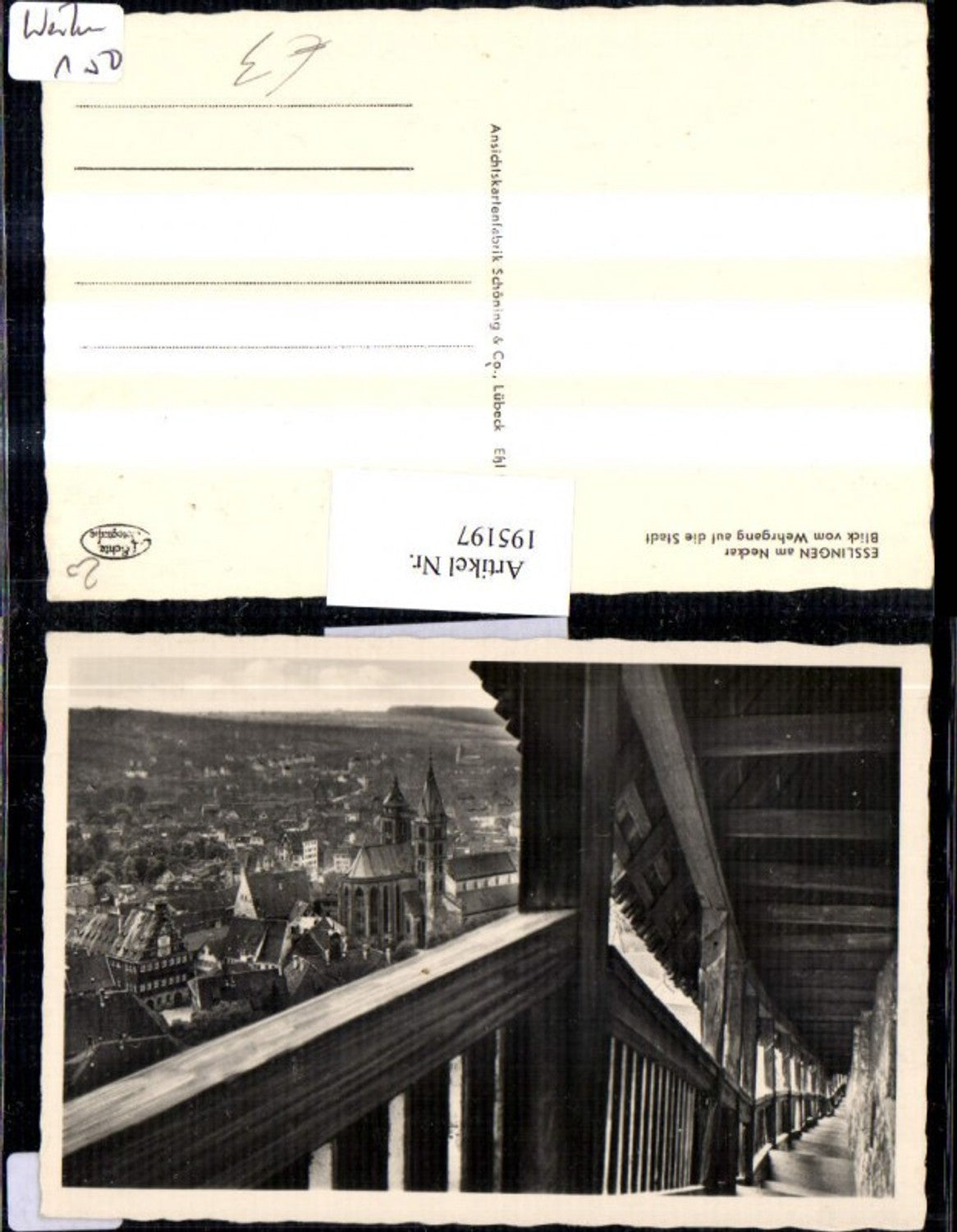 195197,Esslingen am Neckar Blick v. Wehrgang auf d. Stadt