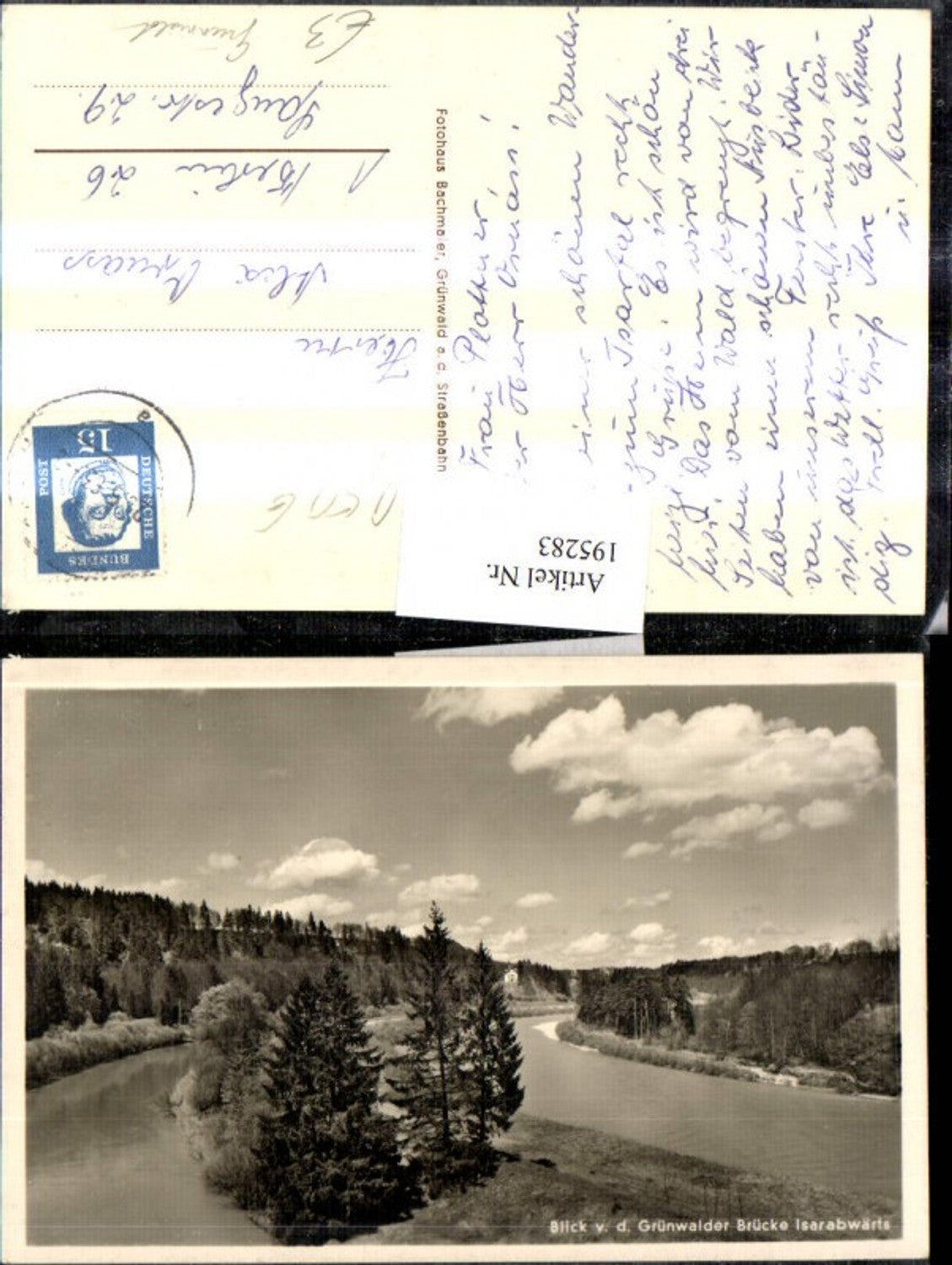 195283,Grünwald Blick v. d. Grünwalder Brücke Isarabwärts