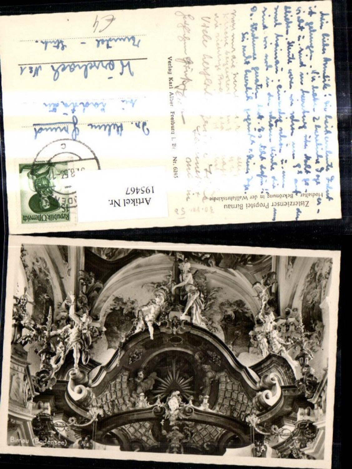 195467,Birnau Zisterzienser Propstei Hochaltar Bekrönung i. d. Wallfahrtskirche b. Nußdorf (Überlingen)