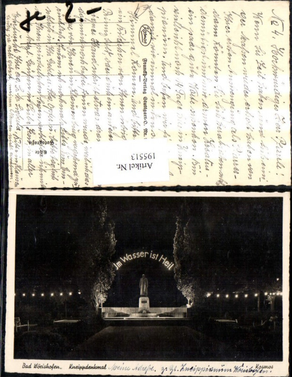 195513,Bad Wörishofen Kneippdenkmal Denkmal b. Nacht