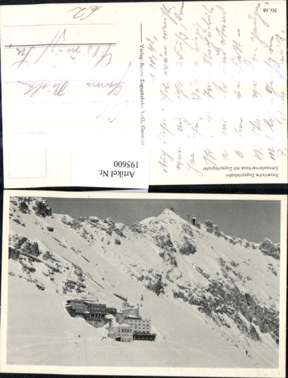 195600,Bayerische Zugspitzbahn Schneefernerhaus m. Zugspitzgipfel Winterbild