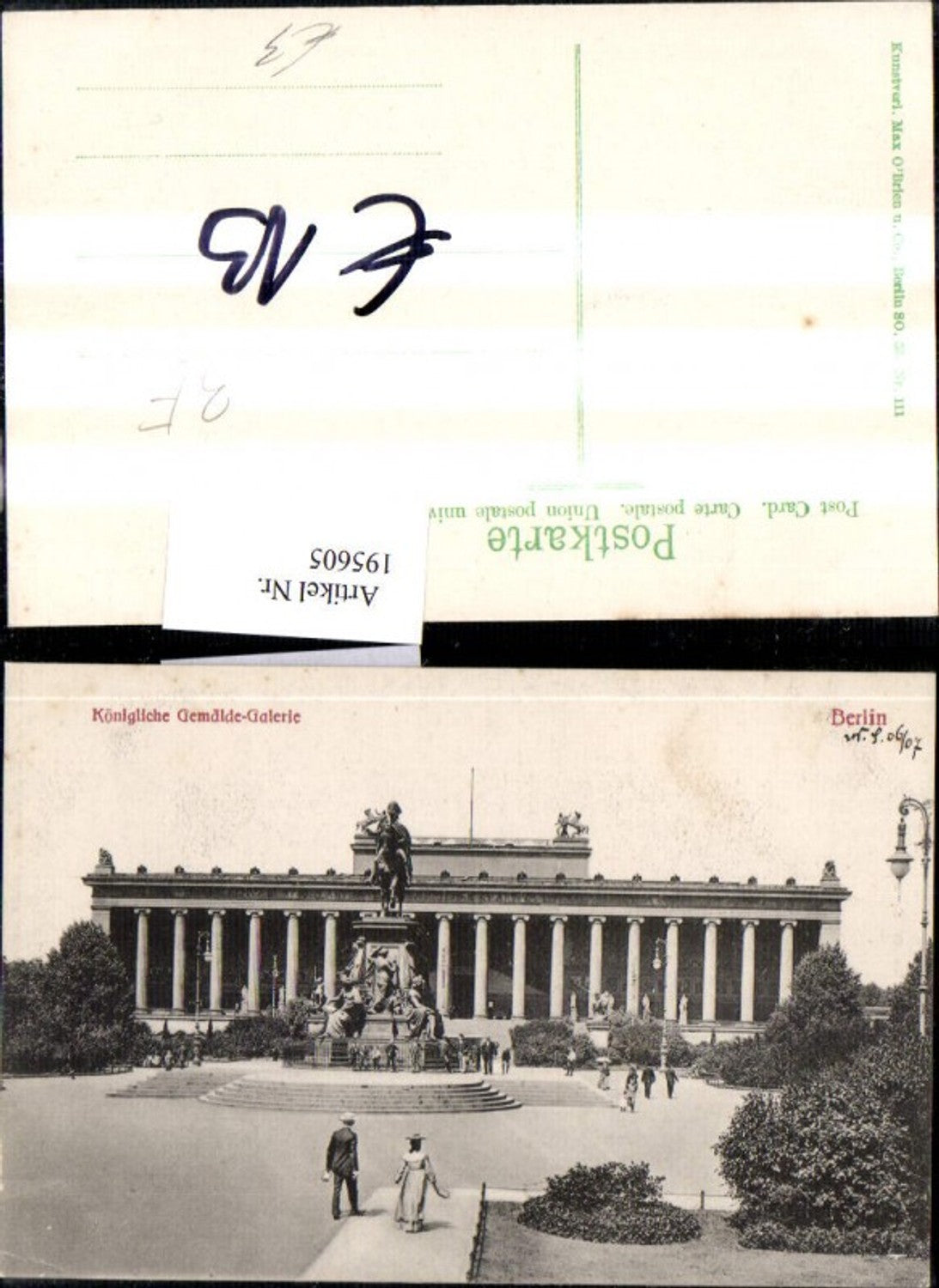 195605,Berlin Königliche Gemälde-Galerie Säulen Statue Denkmal