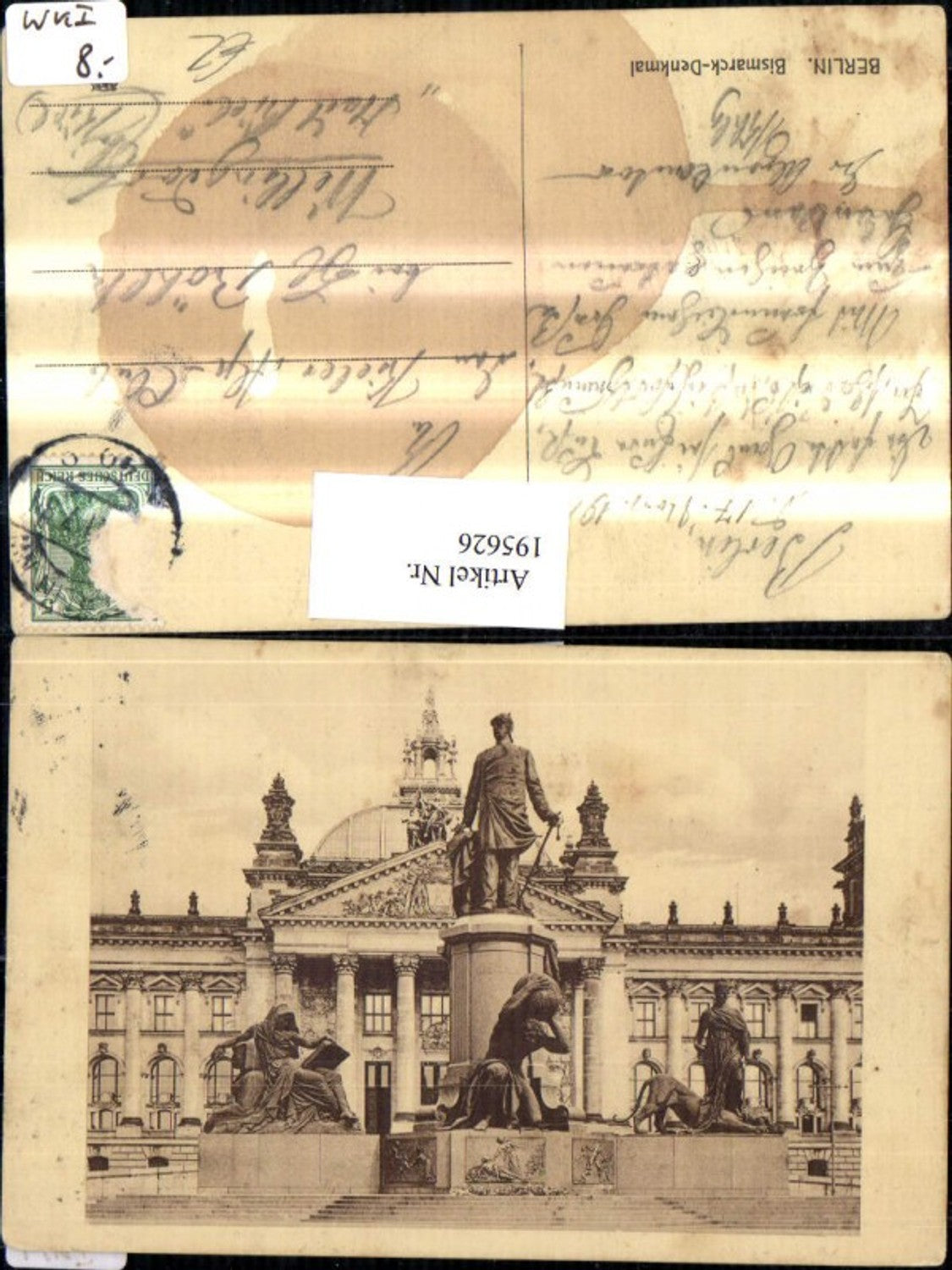 195626,Berlin Bismarck-Denkmal m. Reichstagsgebäude