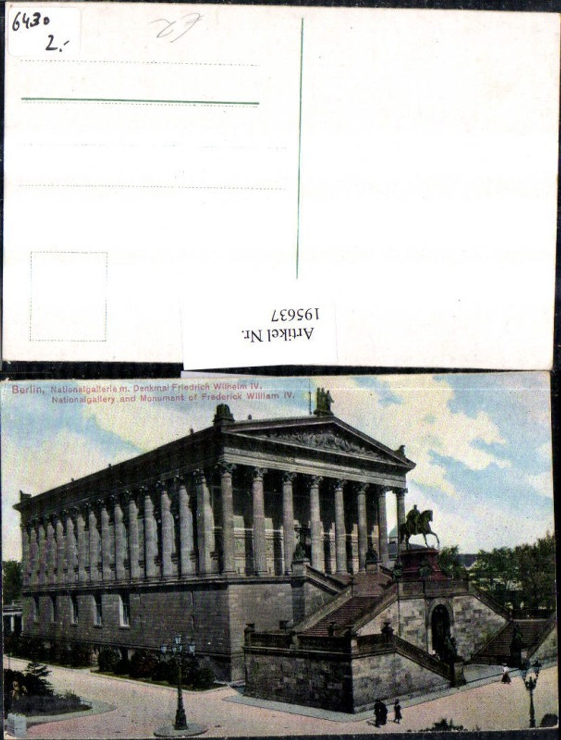 195637,Berlin Nationalgallerie m. Denkmal Friedrich Wilhelm 4