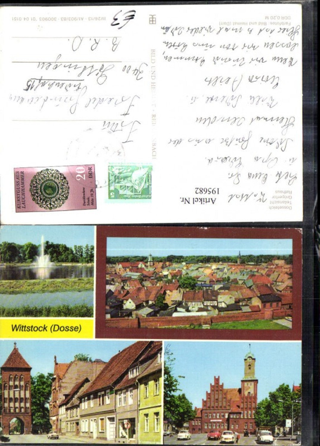 195682, Wittstock Dosse Partial view Dosseteich Gröpertor Town Hall Multi-view map