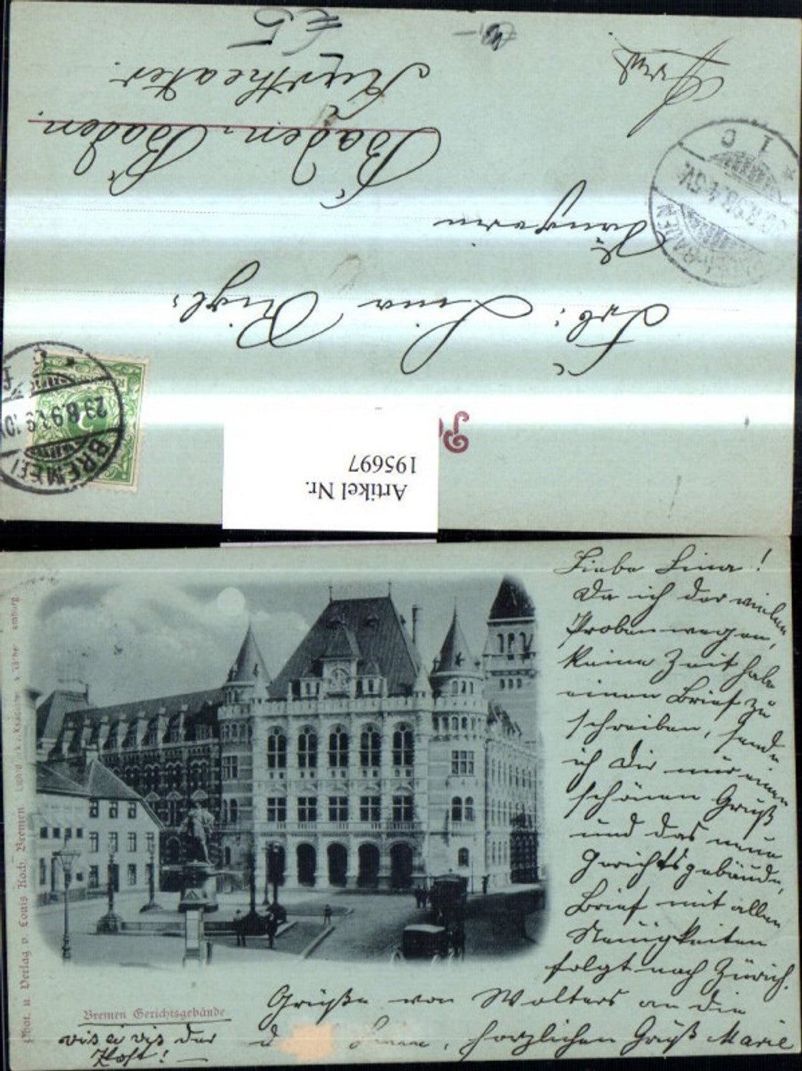 195697,Mond Litho AK Bremen Gerichtsgebäude Gericht