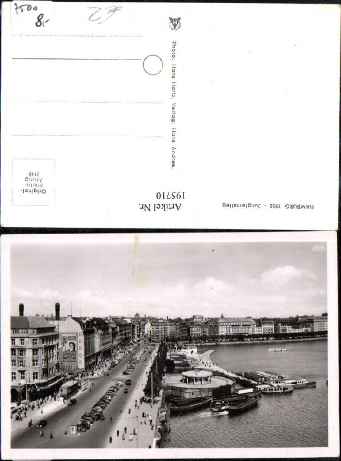 195710,Hamburg Teilansicht 1950 Jungfernstieg Landungsplatz