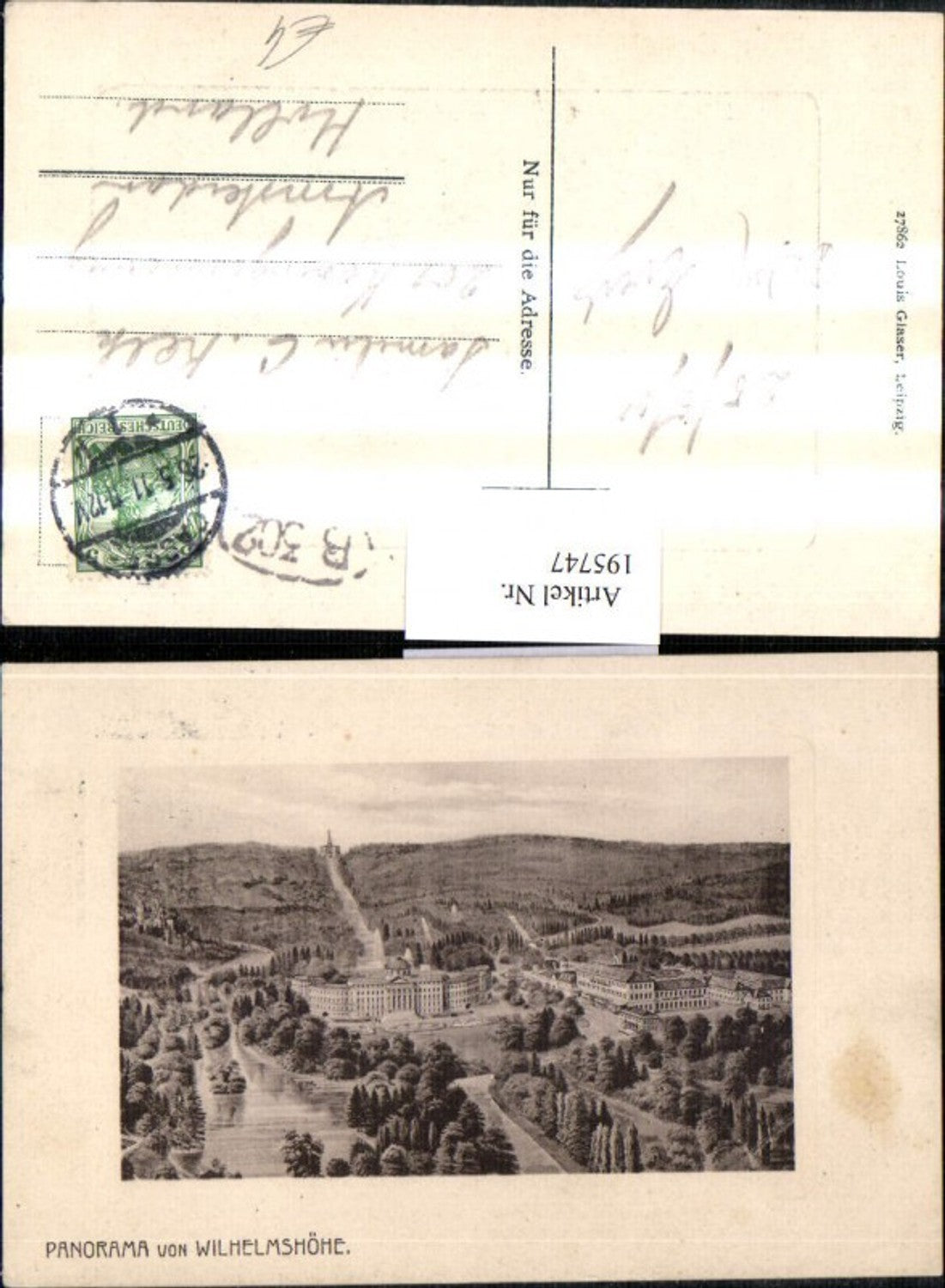 195747,Präge AK Panorama v. Wilhelmshöhe Schloss in Kassel