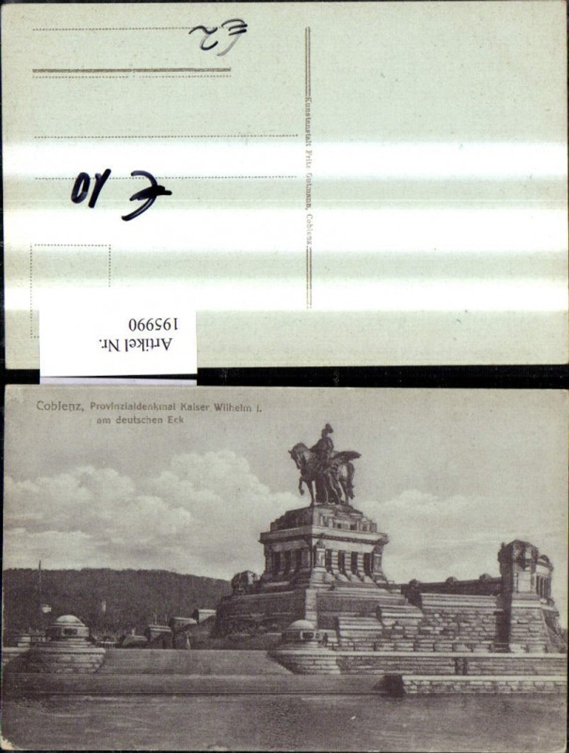 195990,Coblenz Koblenz Provinzialdenkmal Kaiser Wilhelm I am deutschen Eck Denkmal Statue