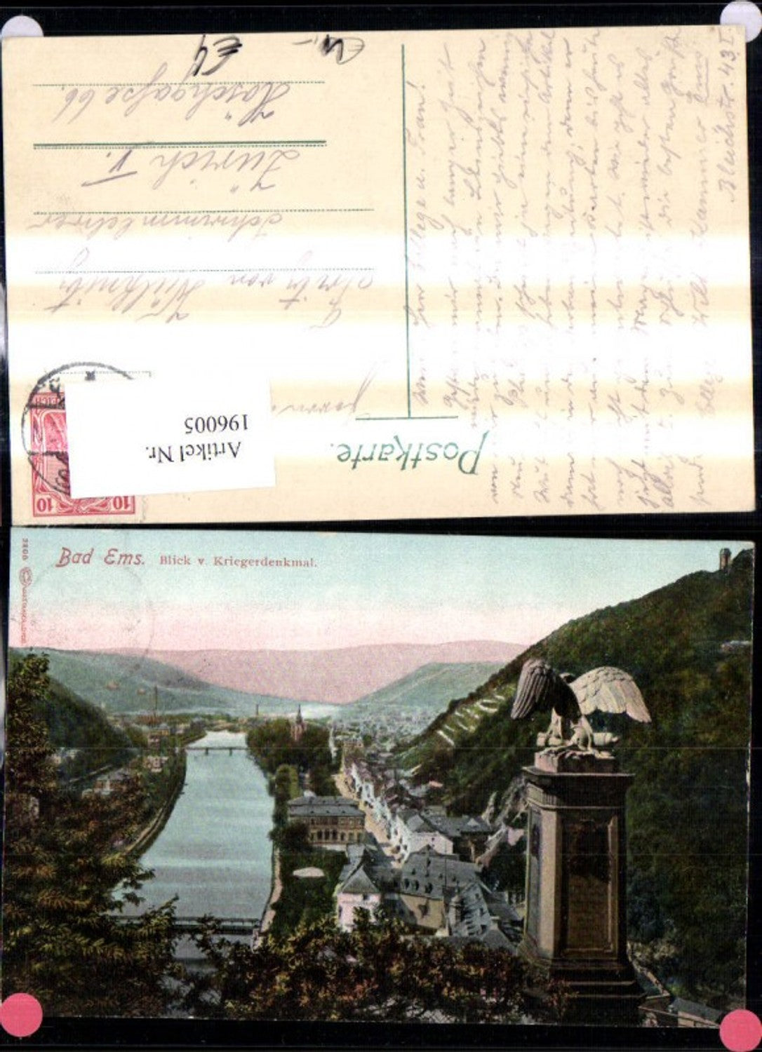 196005,Bad Ems Blick v. Kriegerdenkmal Denkmal