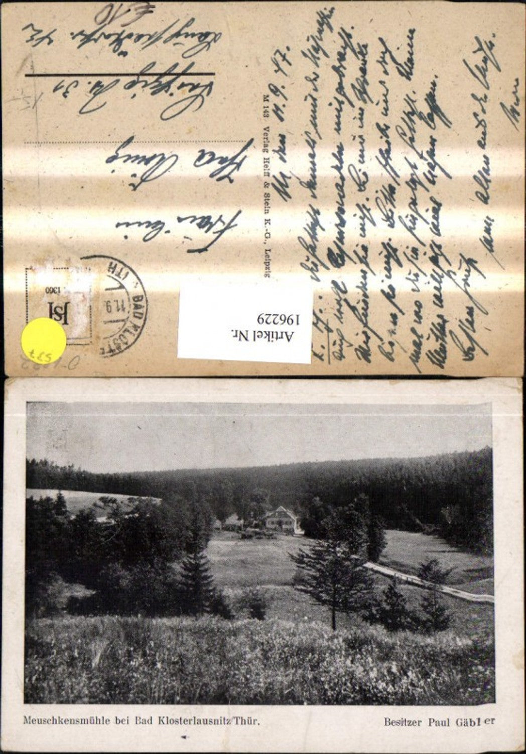196229, Meuschkensmühle b. Bad Klosterlausnitz b. Thuringia