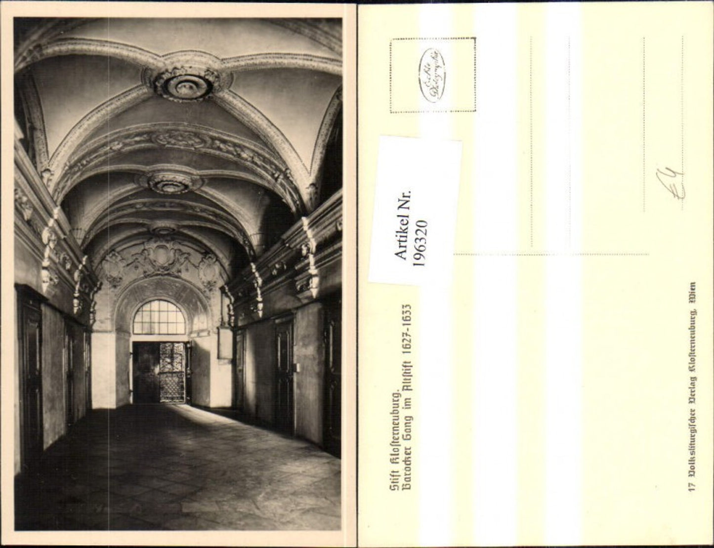 196320,Stift Klosterneuburg Barocker Gang im Altstift Innenansicht