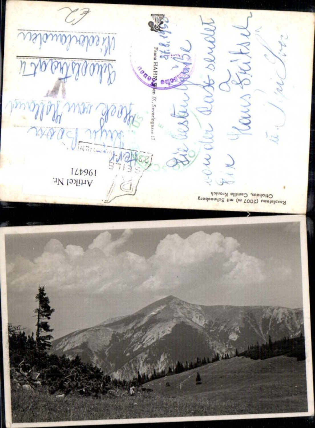 196471,Raxplateau m. Schneeberg Ottohaus Camillo Kronich b. Puchberg