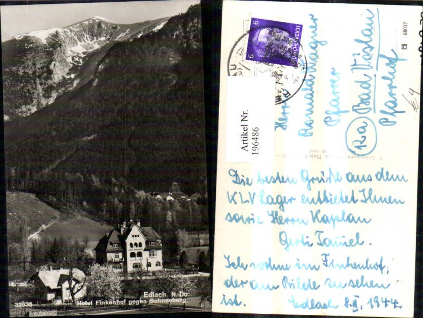 196486,Edlach Hotel Finkenhof geg. Schneeberg