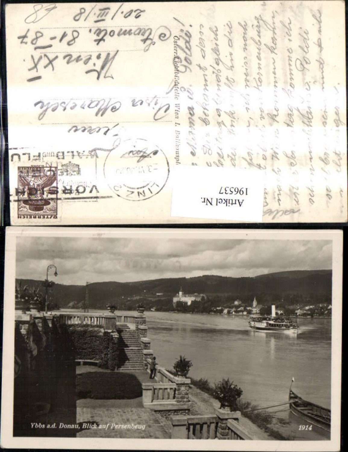 196537, Ybbs an der Donau View of Persenbeug Castle Steamer
