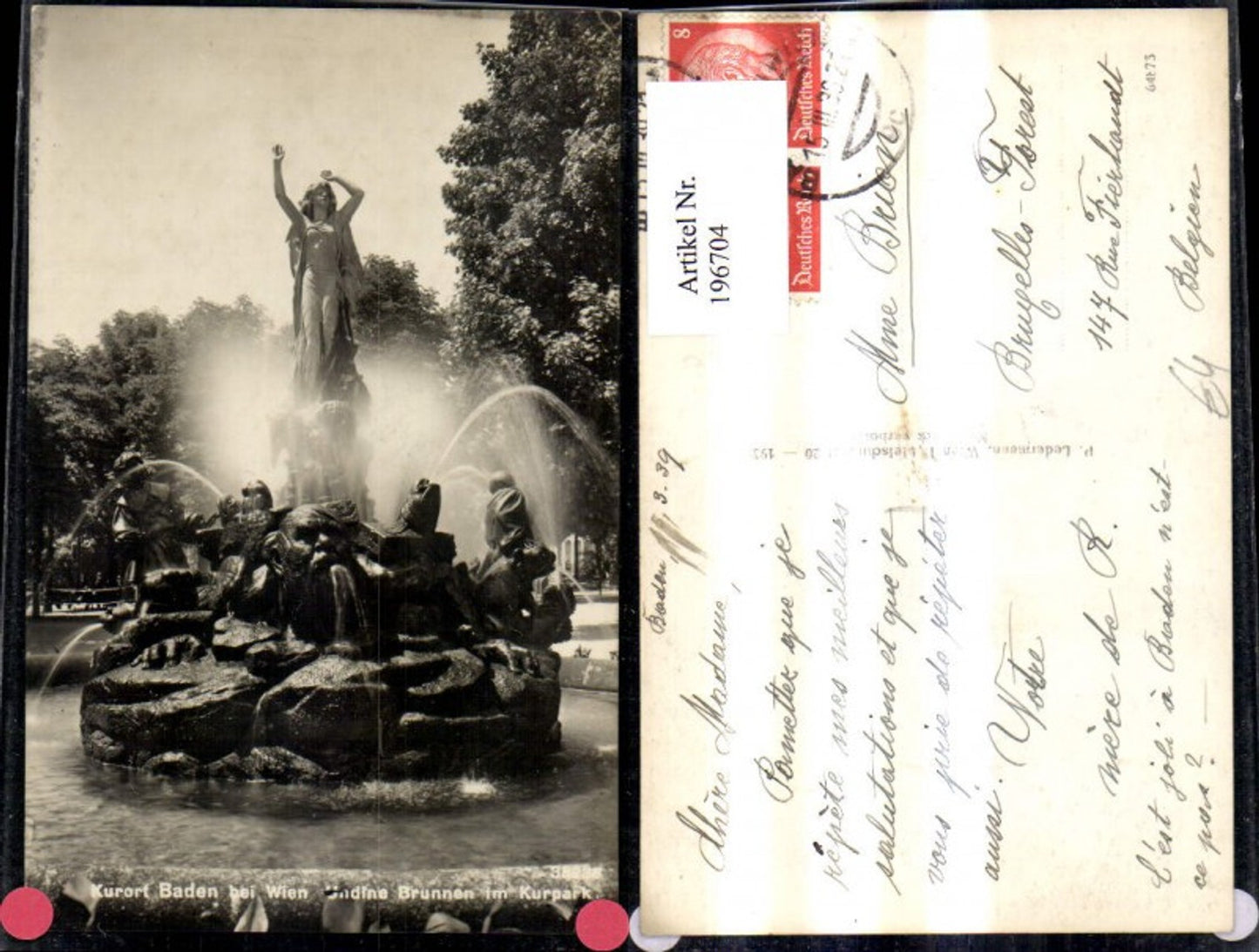 196704,Baden b. Wien Kurpark Undinebrunnen Springbrunnen Brunnen