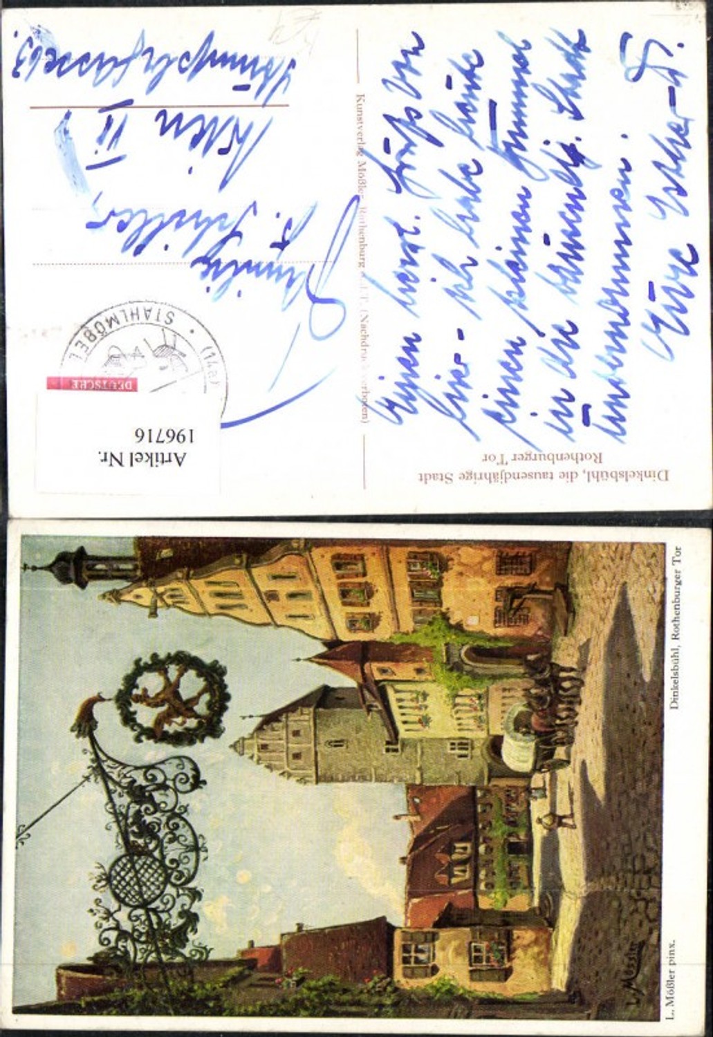 196716,Künstler Ak L. Mößler Dinkelsbühl Rothenburger Tor