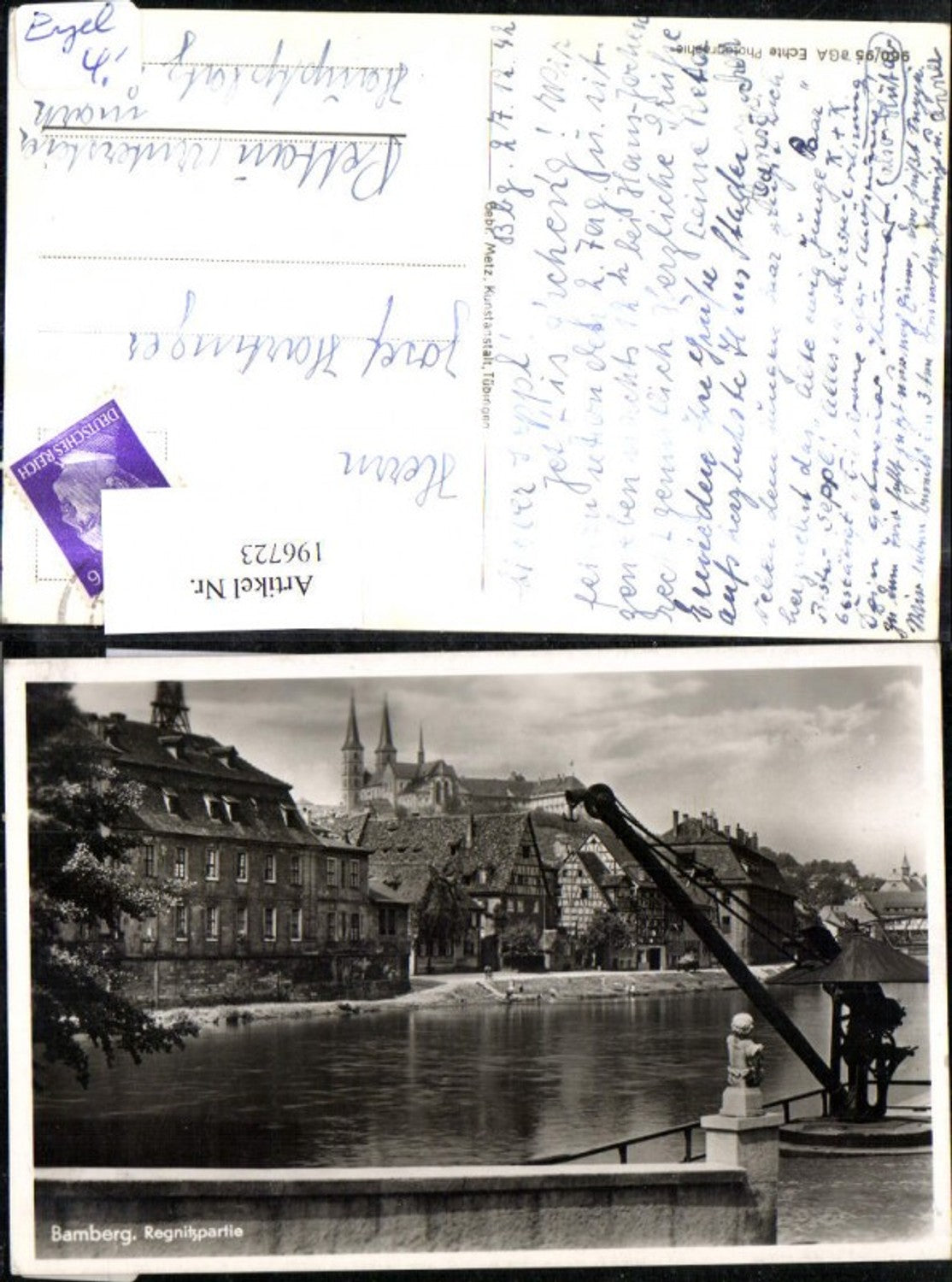 196723,Foto Ak Bamberg Regnitzpartie Kran
