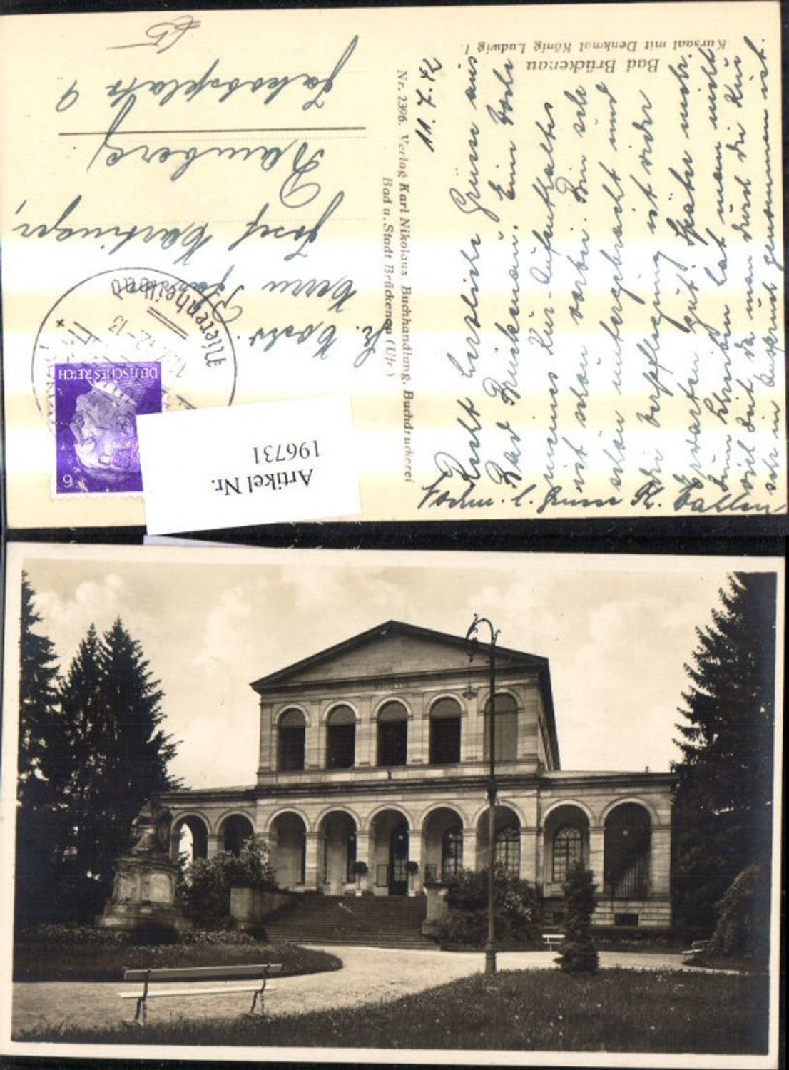 196731,Bad Brückenau Kursaal m. Denkmal König Ludwig I