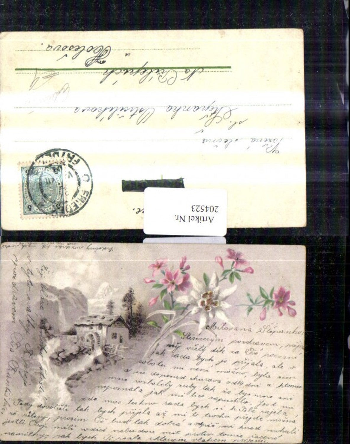 204523, Watermill with Edelweiss flower