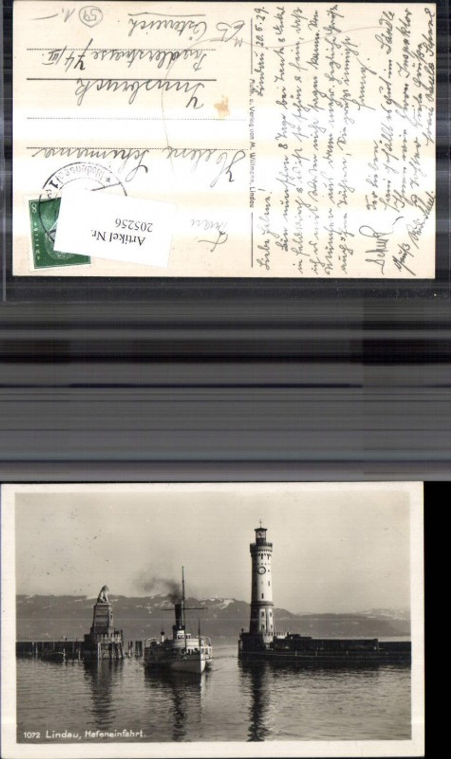 205256,Leuchtturm Lindau i. Bodensee Schiff Dampfer Löwendenkmal b. Hafeneinfahrt