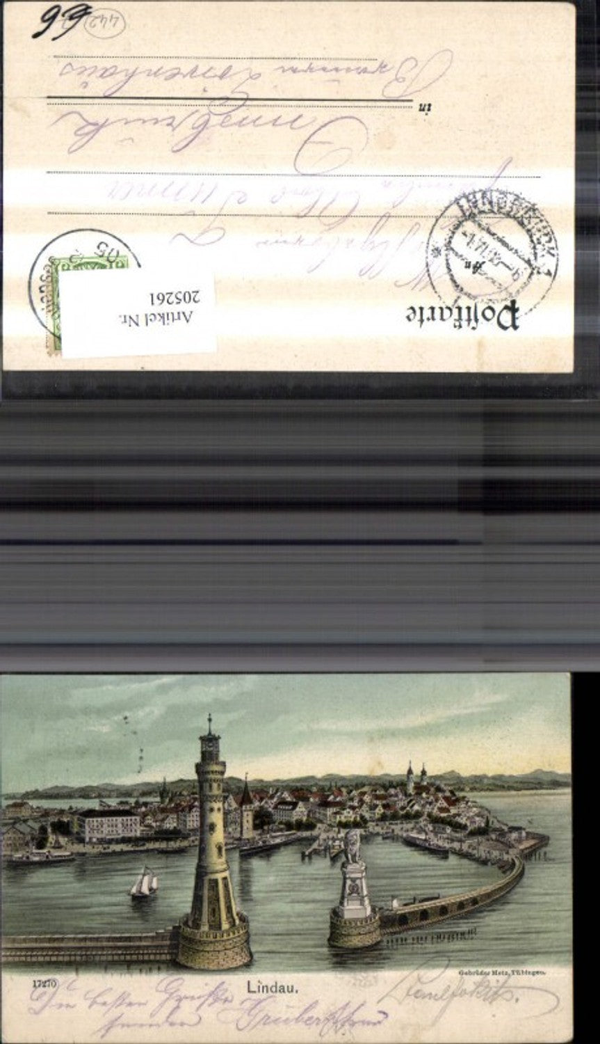 205261,Leuchtturm Lindau i. Bodensee Schiff Dampfer Löwendenkmal b. Hafeneinfahrt