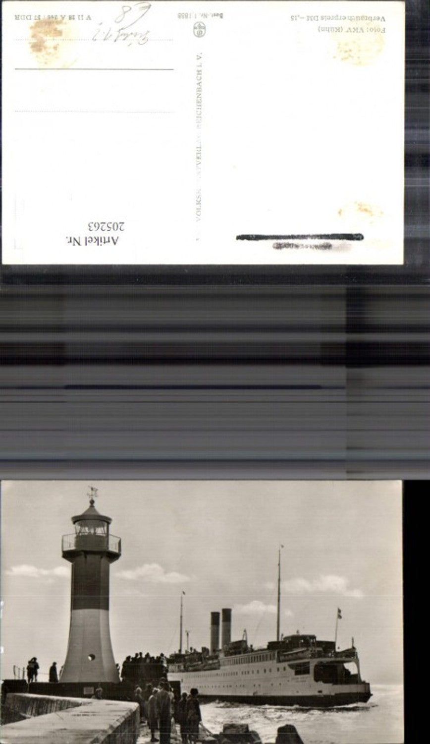 205263,Leuchtturm Schiff Dampfer Gustaf I b. Kai Personen