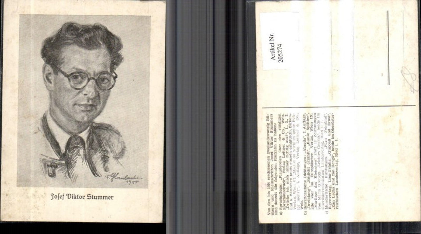 205274,Künstler Ak F. Glanbacher Josef Viktor Stummer Bleistiftzeichung Radierung