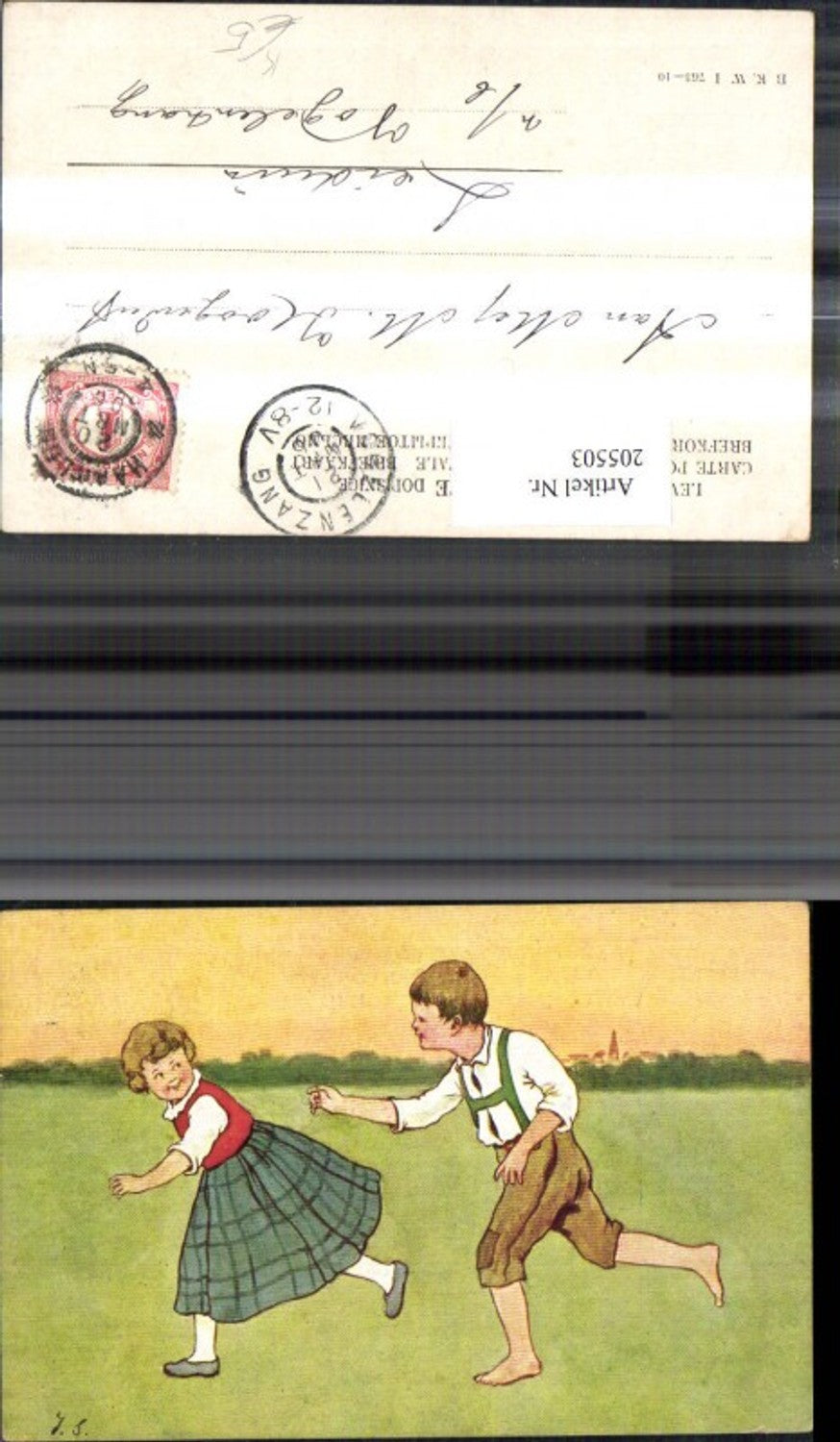 205503,Künstler AK J. S. Kinder b. Fangen spielen